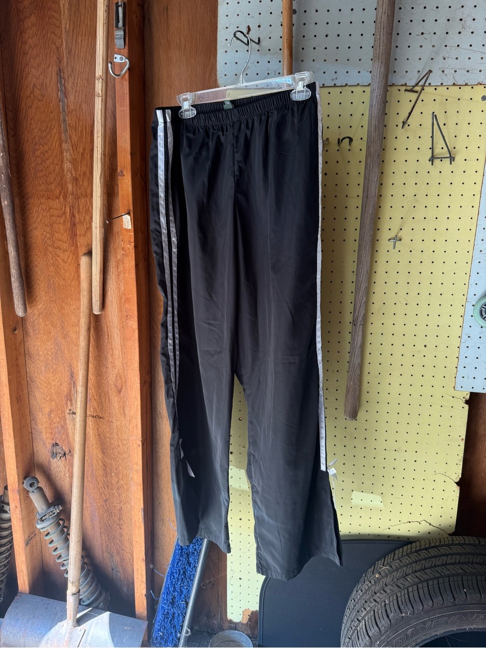 Black Track Pants with White Side Stripes & Bows